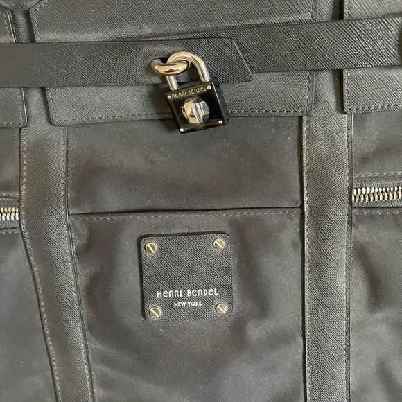 Henri Bendel Black Jetsetter Nylon Convertible Tote Bag Silver Hardware Handbag main image 11